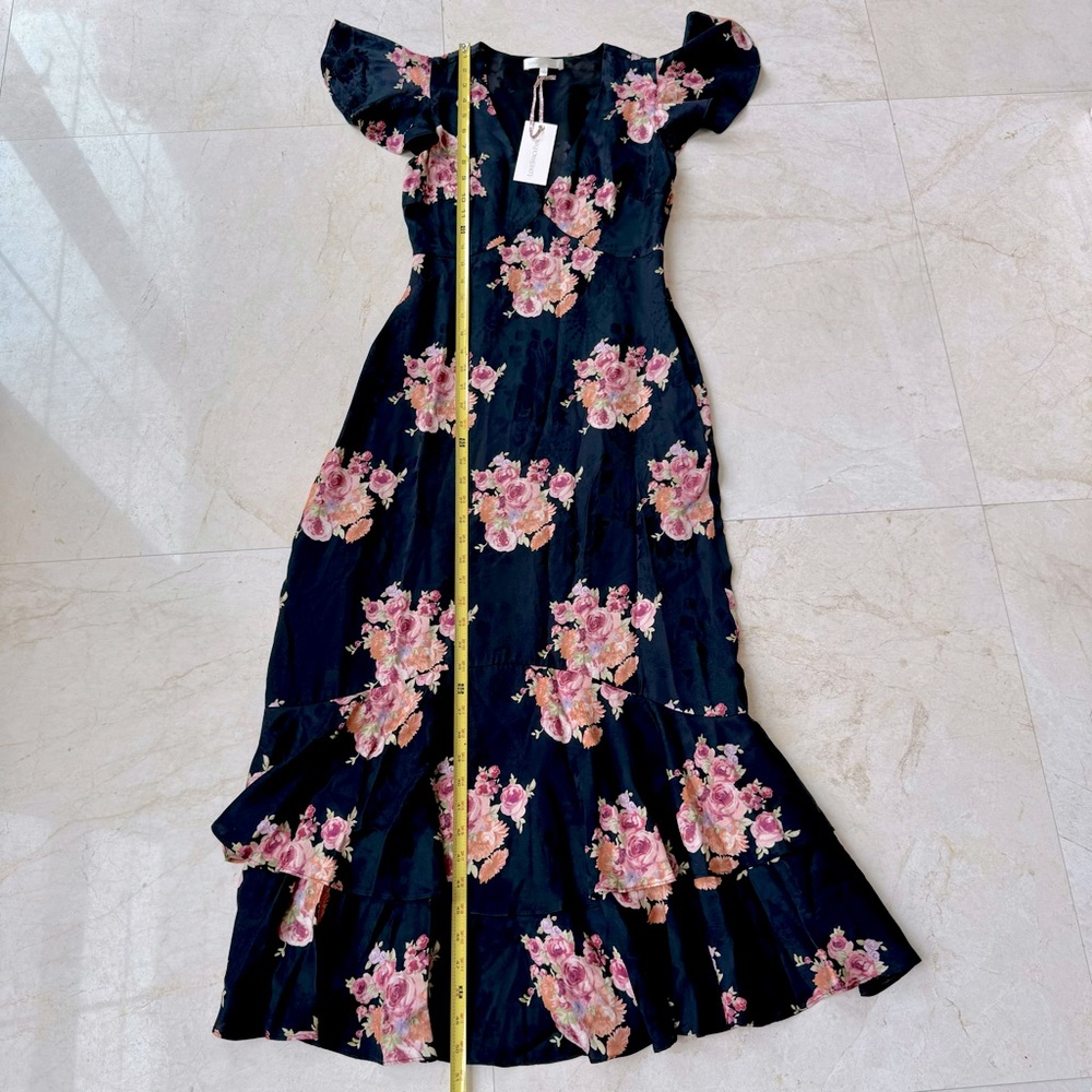 LoveShackFancy Elowen Midi dress floral Silk blend fabric size 0 - Picture 4 of 14